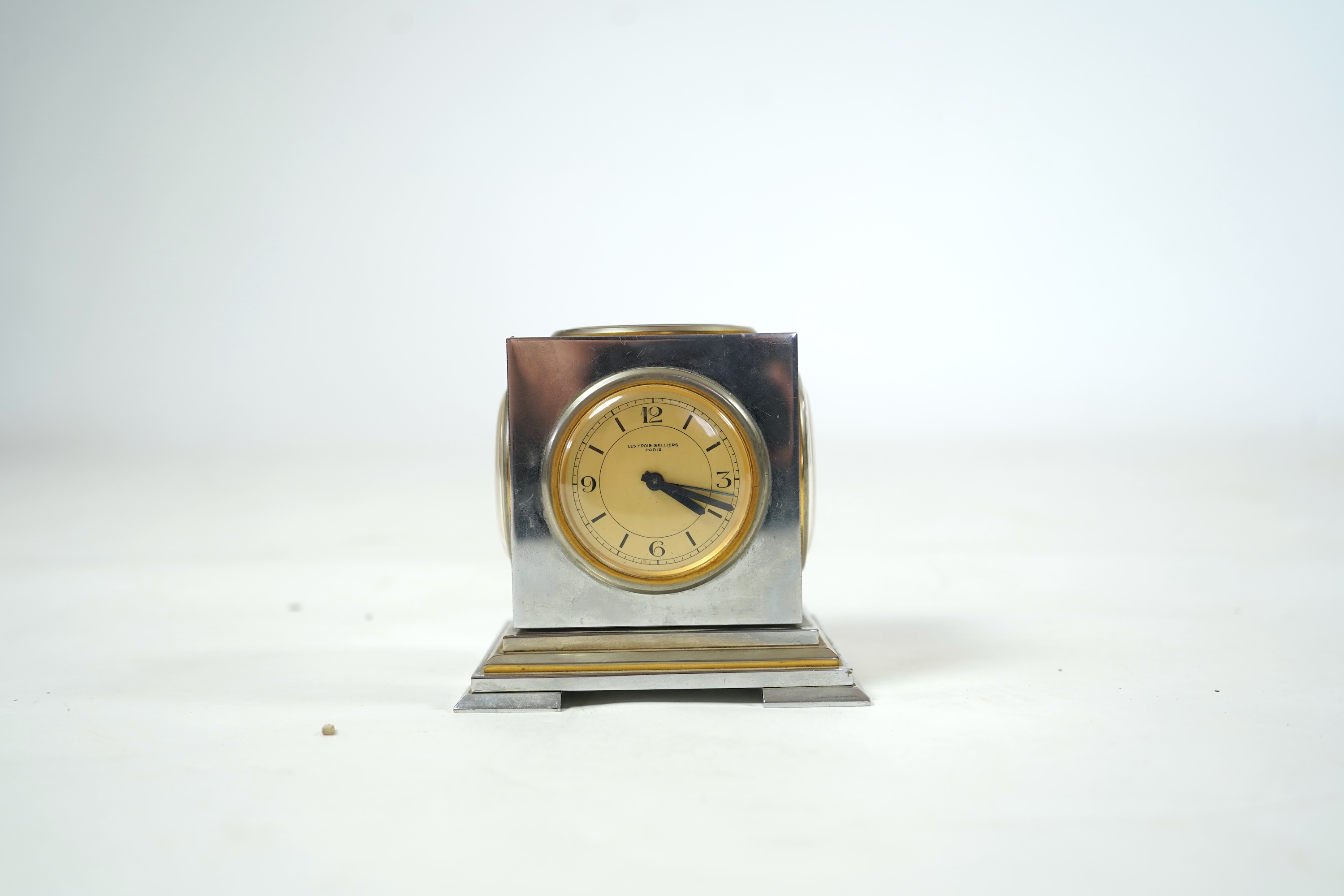 A French Art Deco chrome and gilt desk compendium c.1930